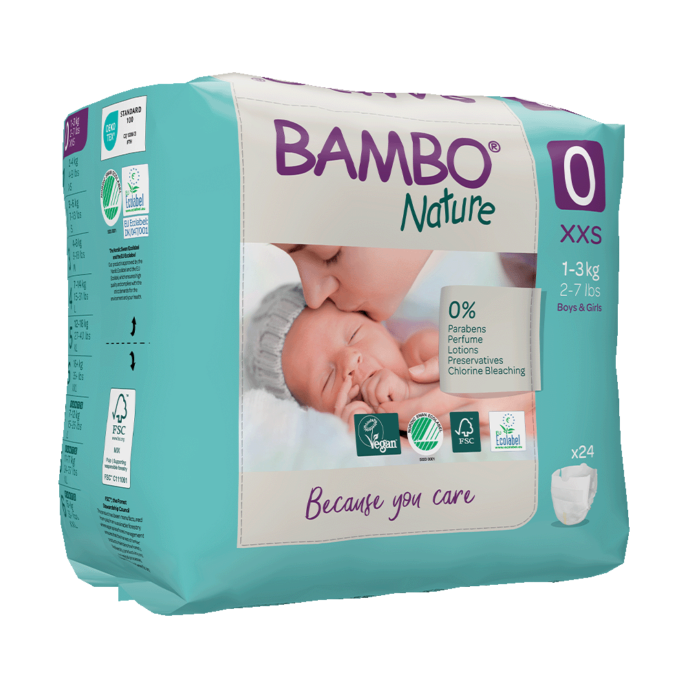 Bambo Nature velikost 0 (1-3 kg), 24 kom