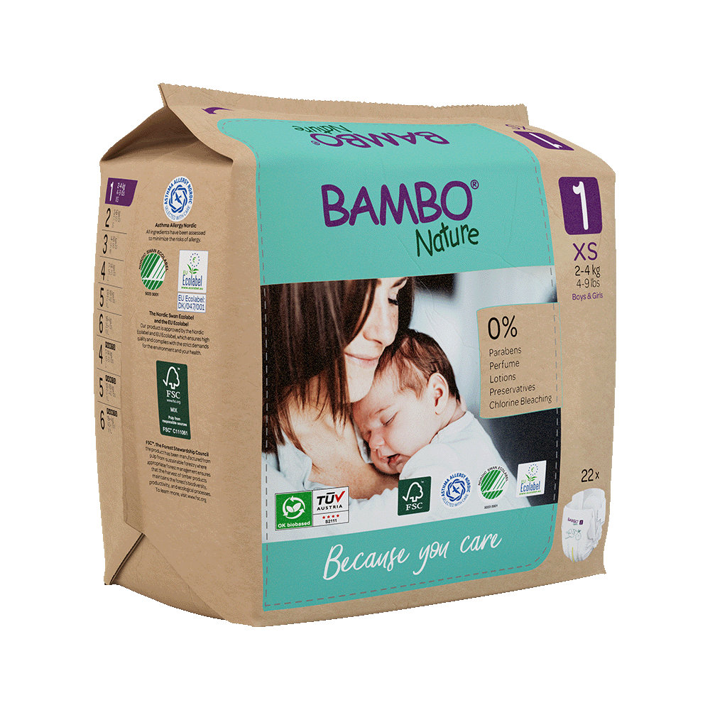 Bambo Nature velikost 1 (2-4 kg), 22 kom