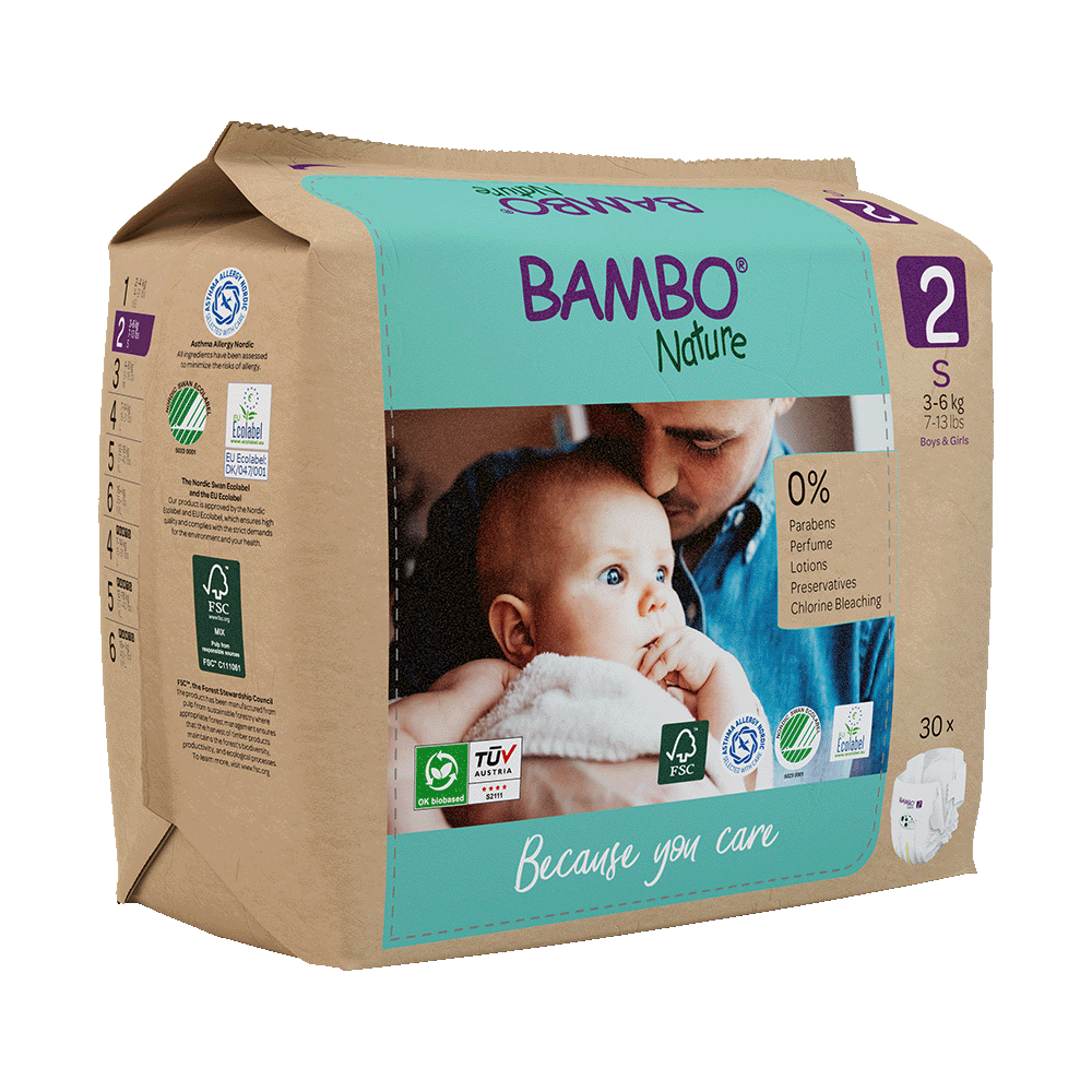 Bambo Nature velikost 2 (3-6 kg), 30 kom