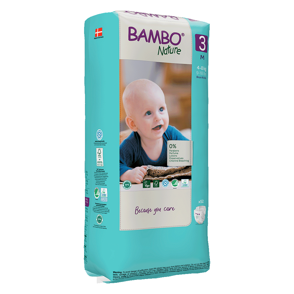 Bambo Nature velikost 3 (4-8 kg), 52 kom