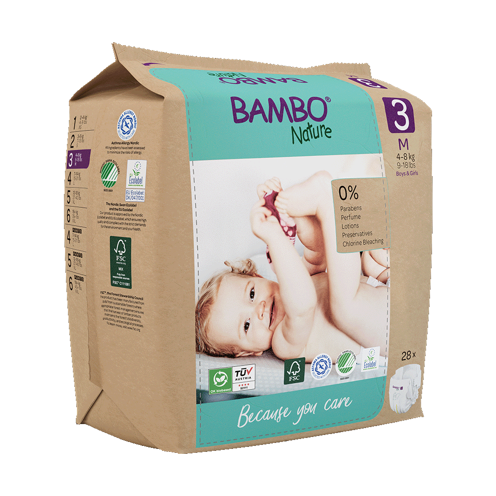 Bambo Nature velikost 3 (4-8 kg), 28 kom
