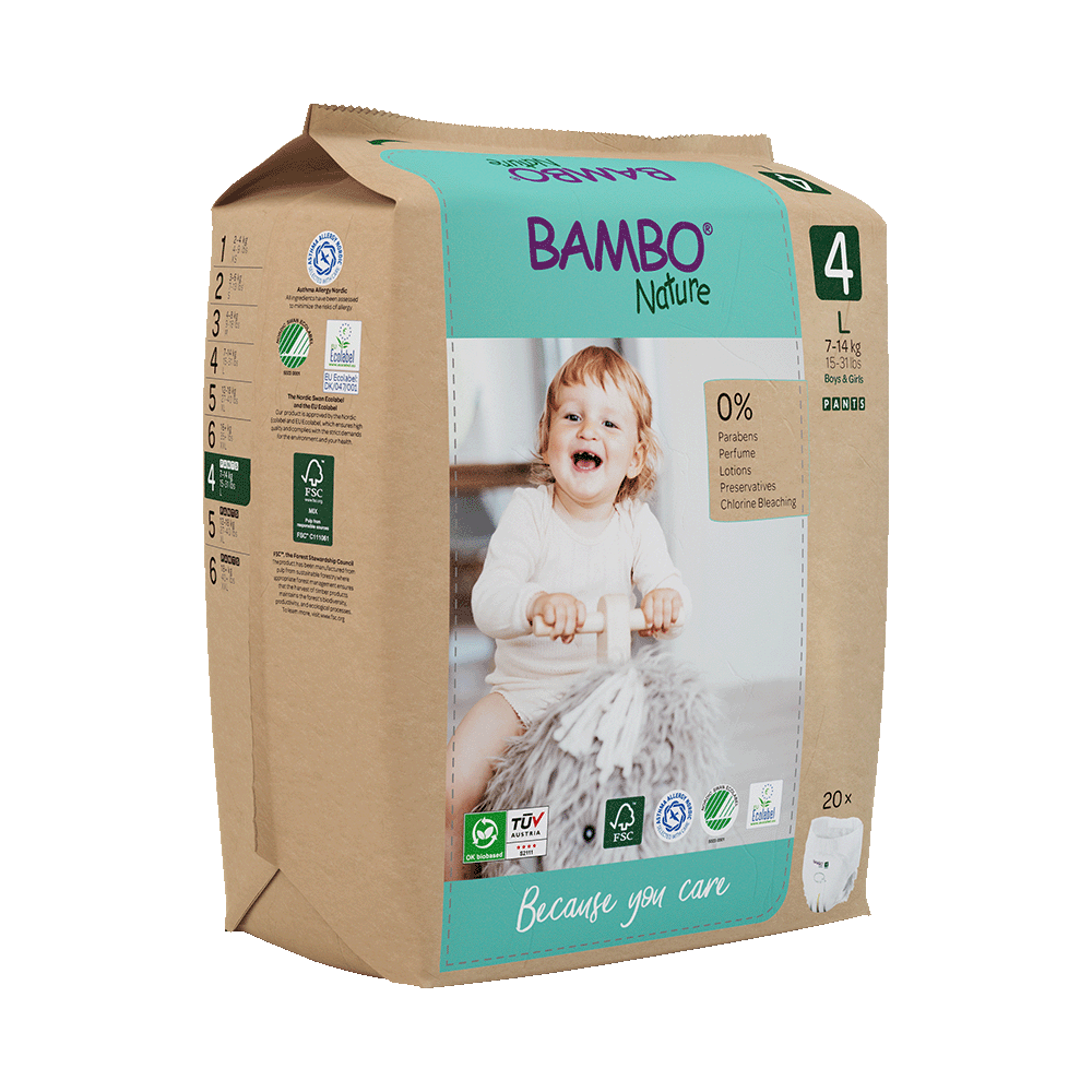 Bambo Nature hlačne pleničke velikost 4 (7-14 kg), 20 kom