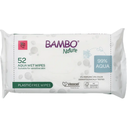 Vlažni čistilni robčki Aqua Bambo Nature, 52 kom