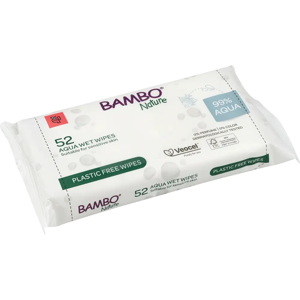 Vlažni čistilni robčki Aqua Bambo Nature, 52 kom