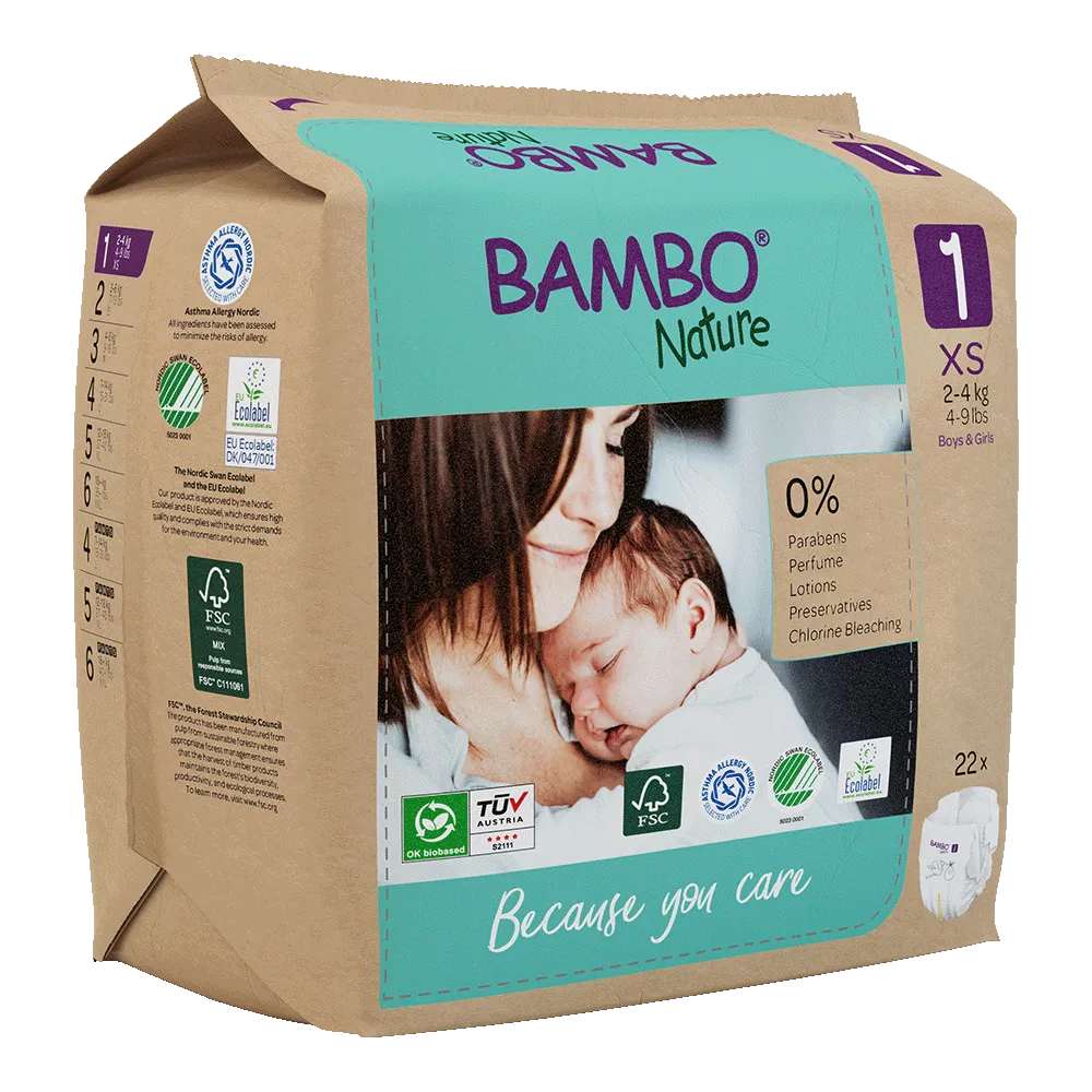 Družinski paket Bambo Nature velikost 1 (2-4 kg), 132 kom