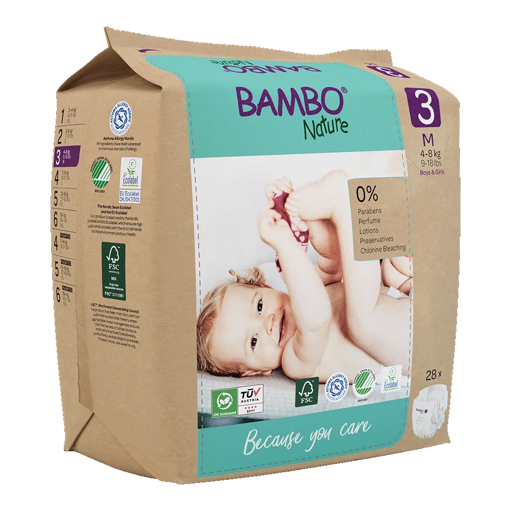 Družinski paket Bambo Nature velikost 3 (4-8 kg), 168 kom