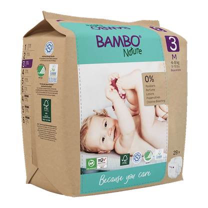 Družinski paket Bambo Nature velikost 3 (4-8 kg), 168 kom